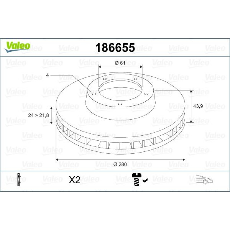 ÖN FREN AYNASI (BÜYÜK) MGN II 1.5-CLIO-KNG LGN 01=> SCENİC 97=> DOKKER(280x24x4DLxHAVALI) (402068053